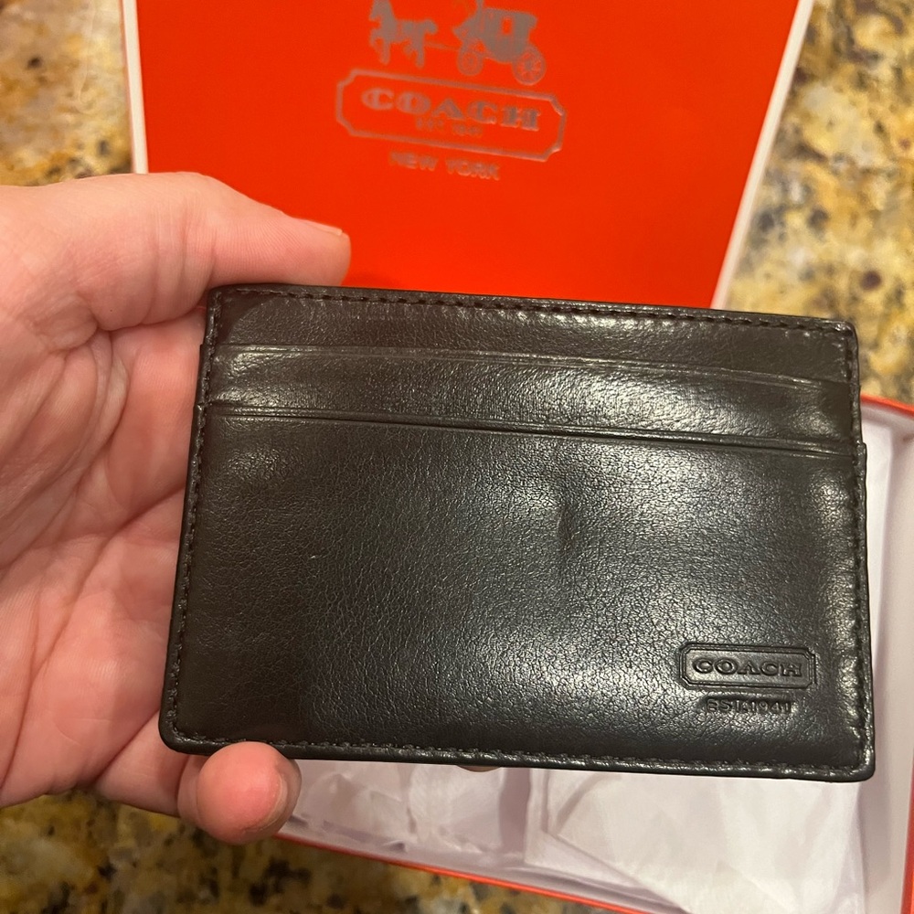 COACH Leather Wallet Card Case Money Clip